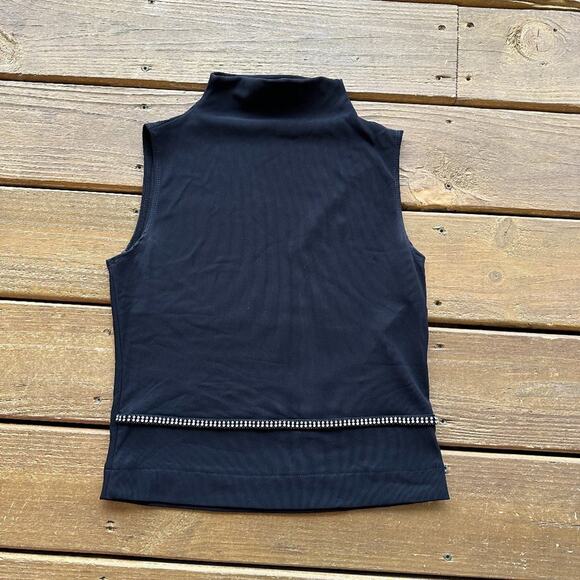 Black Donna Toran Blouse with Diamond Stud Accent - Picture 1 of 3